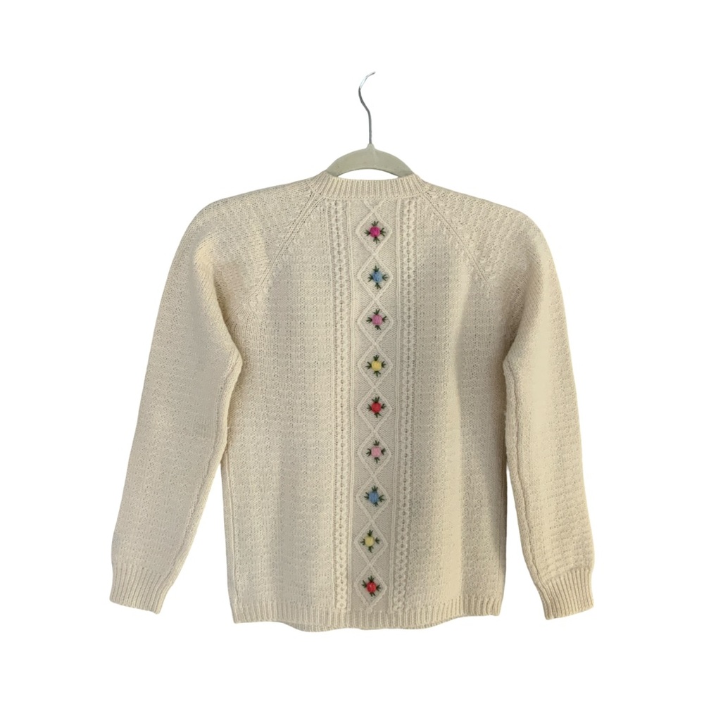 Women’s Vintage Embroidered Wool Cardigan Sweater S - Picture 2 of 4